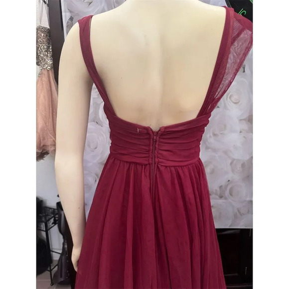 city studio  Deep Red Sleeveless V-Neck Long Evening Dress Size 3 Formal - Picture 9 of 16